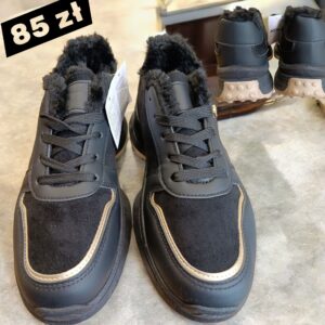 Buty sportowe adidasy zimowe ocieplane czarne - obrazek 4
